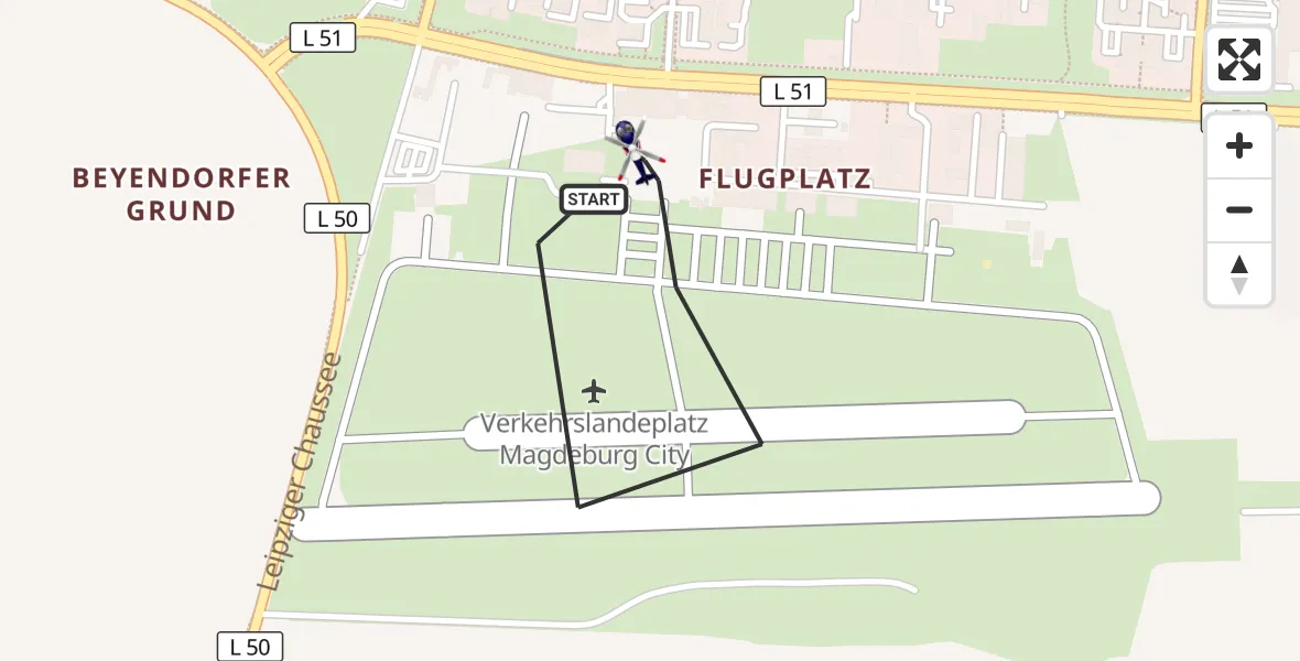 Flugroute Polizeihubschrauber Magdeburg City Flugplatz - Magdeburg City Flugplatz, 10 August 2026, 12:45