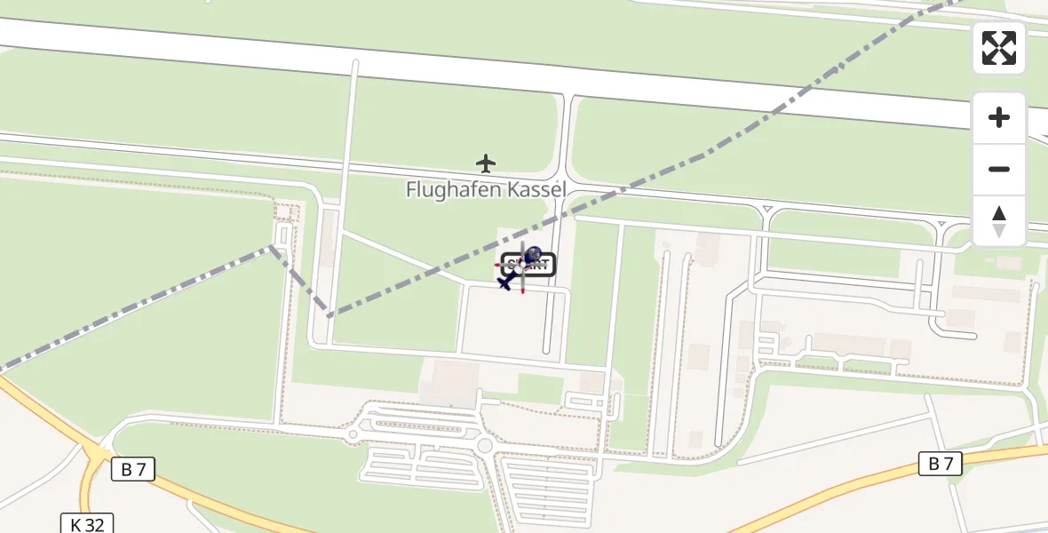 Flugroute Polizeihubschrauber Kassel Flughafen - Kassel Flughafen, 10 August 2026, 13:15