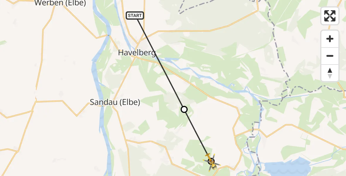 Flugroute Rettungshubschrauber Havelberg - Havelberg, 10 August 2026, 13:20