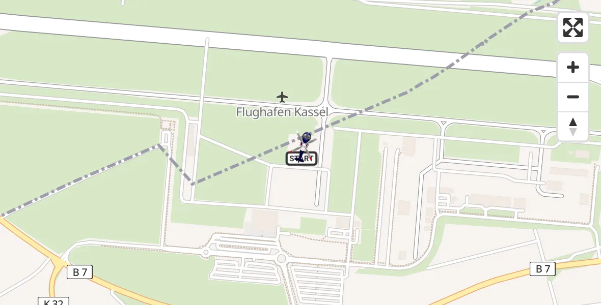 Flugroute Polizeihubschrauber Kassel Flughafen - Kassel Flughafen, 10 August 2026, 13:27