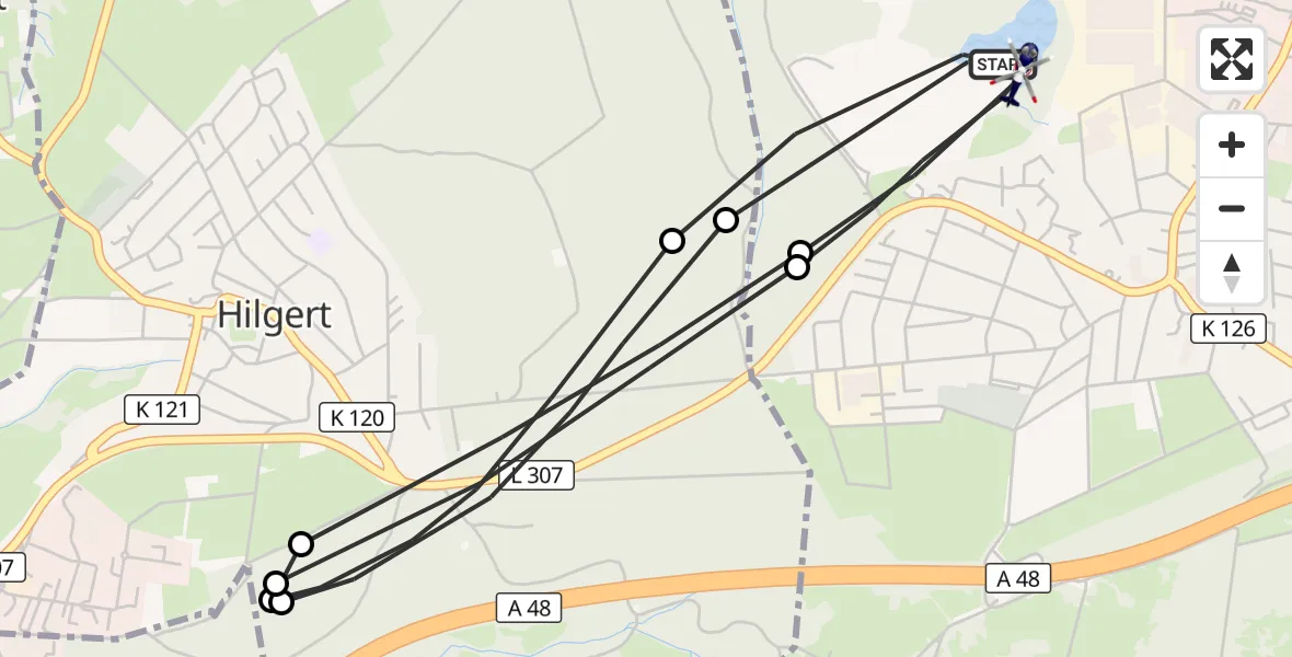 Flugroute Polizeihubschrauber Ransbach-Baumbach - Ransbach-Baumbach, 10 August 2026, 13:36