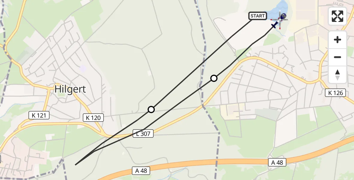 Flugroute Polizeihubschrauber Ransbach-Baumbach - Ransbach-Baumbach, 10 August 2026, 13:49