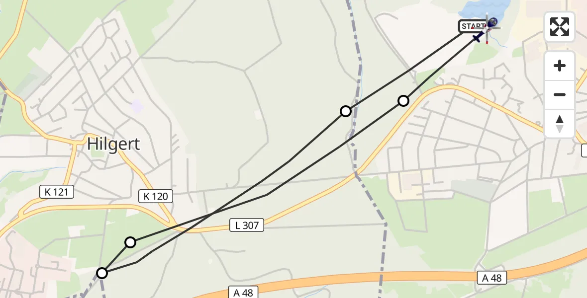 Flugroute Polizeihubschrauber Ransbach-Baumbach - Ransbach-Baumbach, 10 August 2026, 13:55