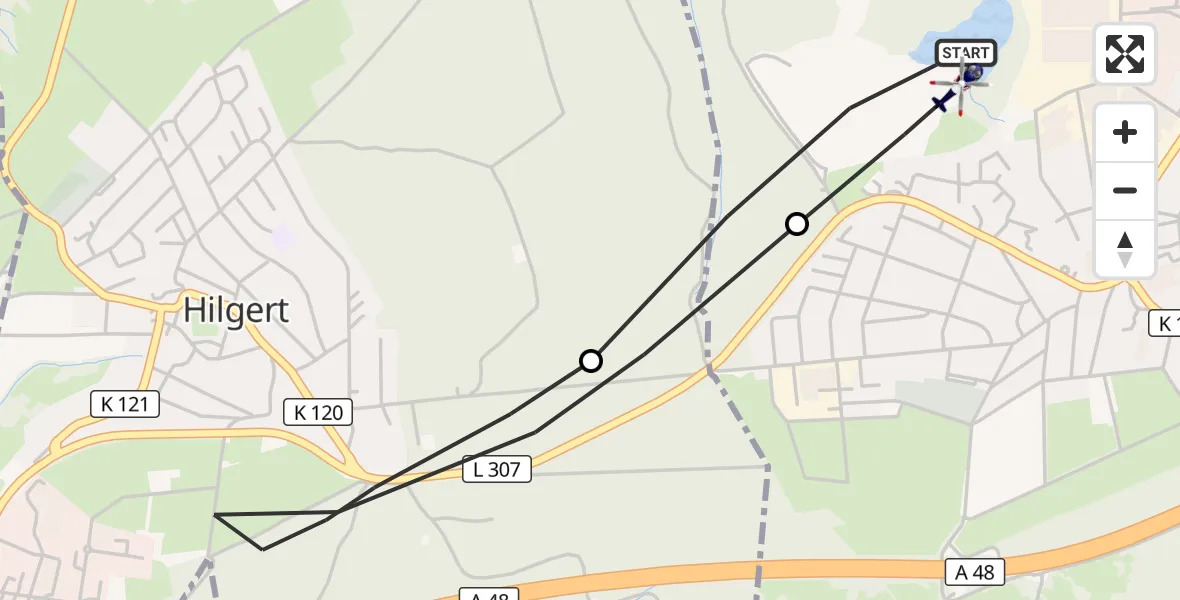 Flugroute Polizeihubschrauber Ransbach-Baumbach - Ransbach-Baumbach, 10 August 2026, 14:11