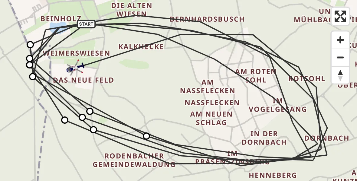 Flugroute Polizeihubschrauber Rodenbach - Rodenbach, 10 August 2026, 14:57