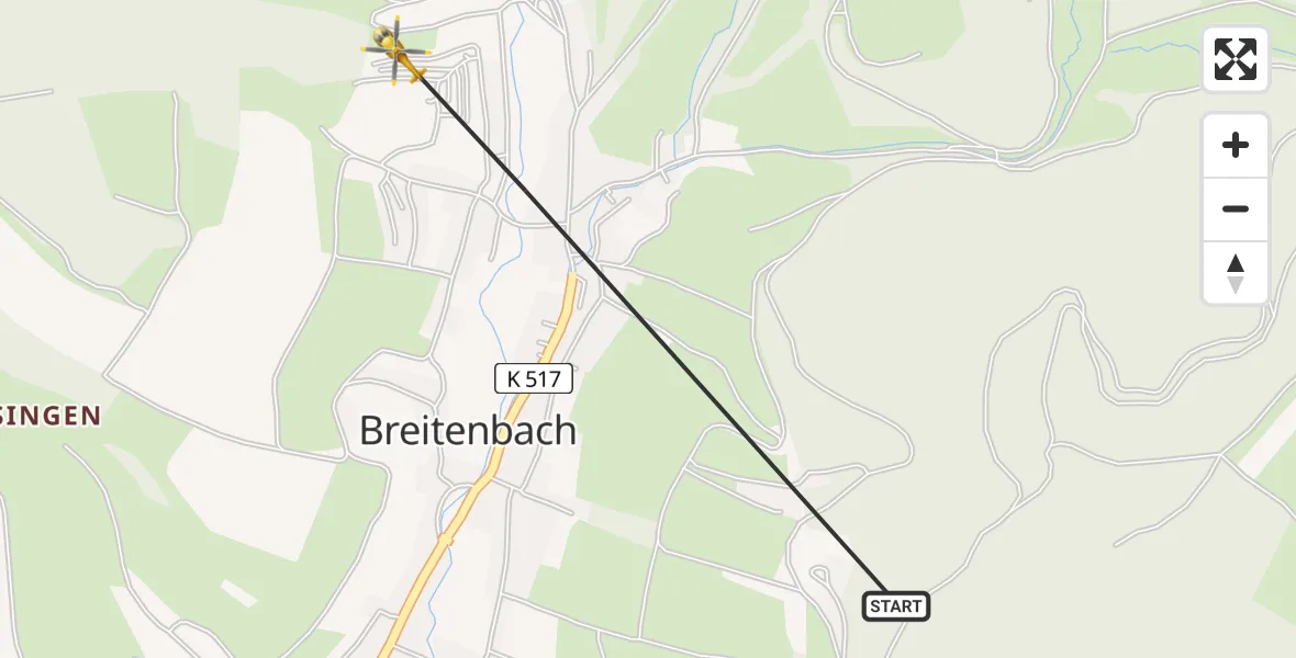 Flugroute Rettungshubschrauber Schleusingen - Schleusingen, 10 August 2026, 15:02