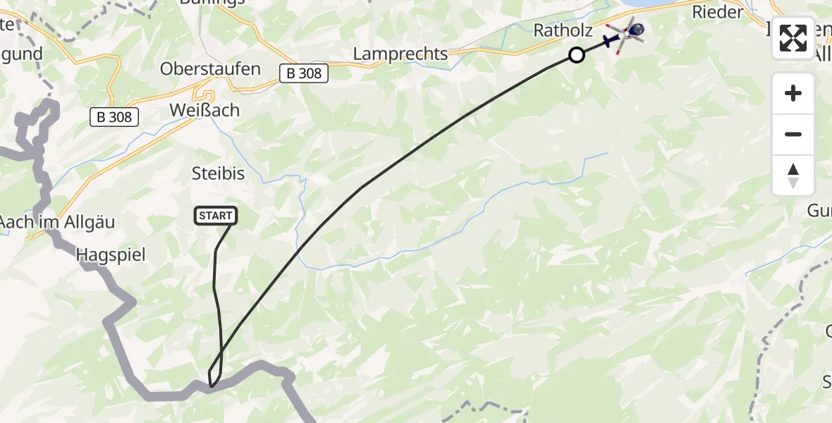 Flugroute Polizeihubschrauber Oberstaufen - Immenstadt i.Allgäu, 10 August 2026, 15:16