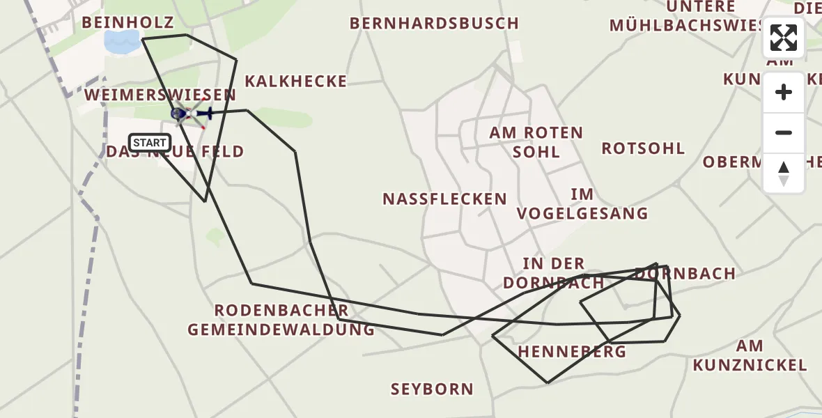 Flugroute Polizeihubschrauber Rodenbach - Rodenbach, 10 August 2026, 15:43