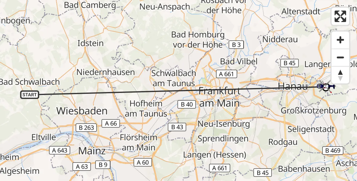 Flugroute Polizeihubschrauber Schlangenbad - Rodenbach, 10 August 2026, 15:47