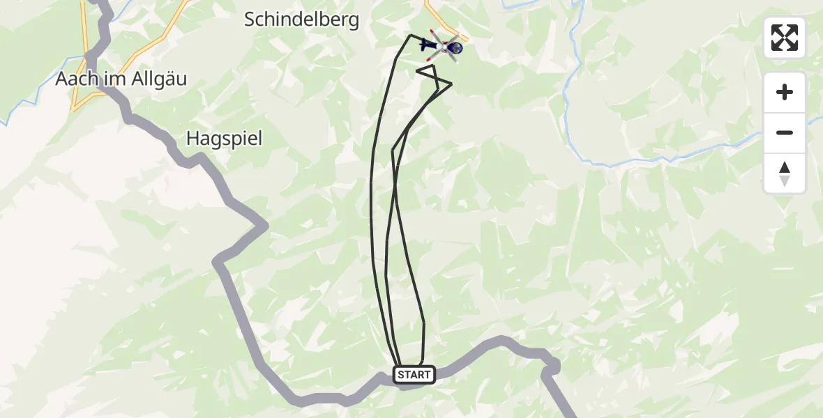 Flugroute Polizeihubschrauber Oberstaufen - Oberstaufen, 10 August 2026, 15:49