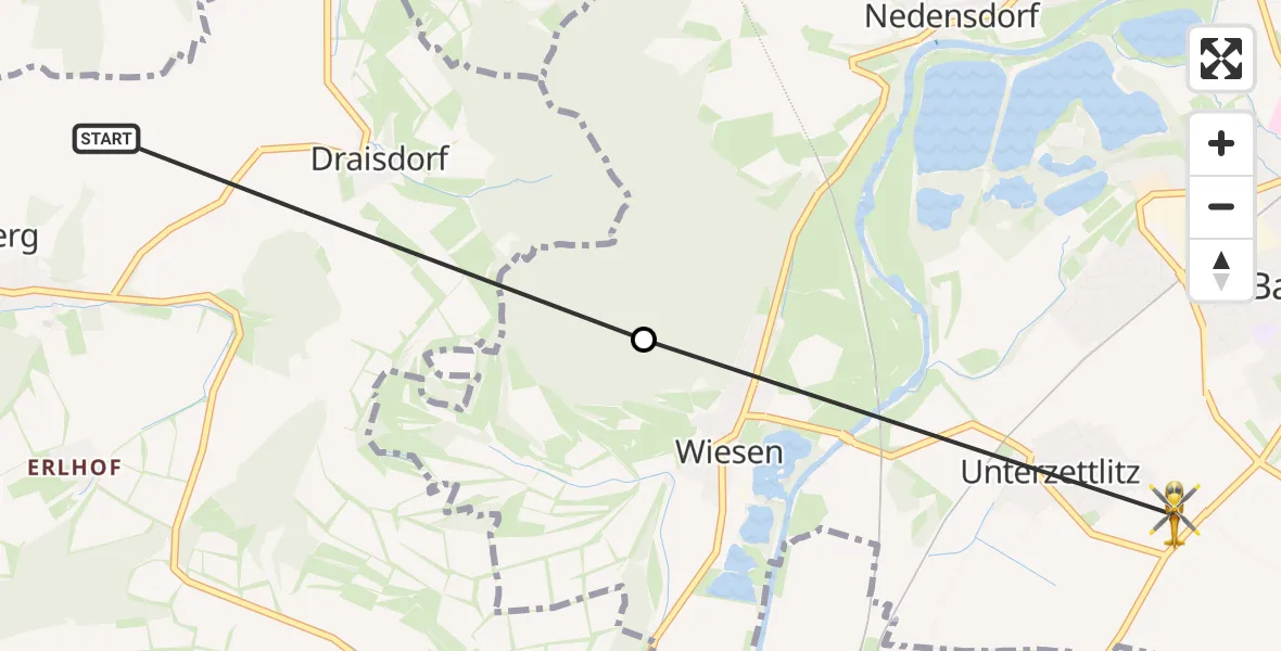 Flugroute Rettungshubschrauber Ebensfeld - Bad Staffelstein, 10 August 2026, 15:51