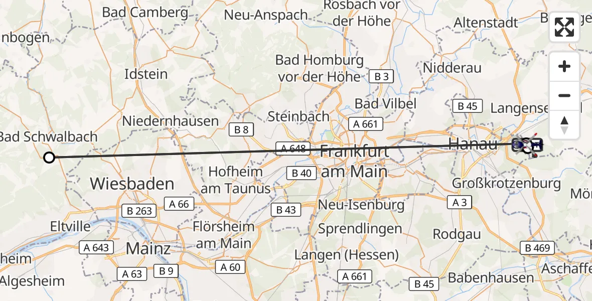 Flugroute Polizeihubschrauber Rodenbach - Rodenbach, 10 August 2026, 15:52