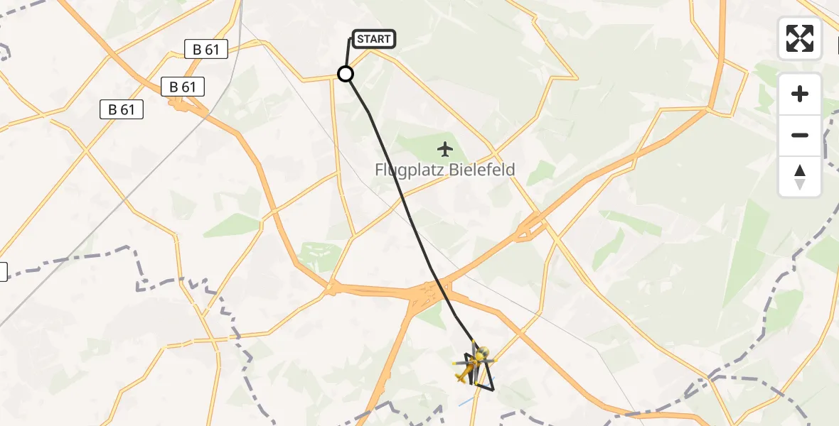Flugroute Rettungshubschrauber Luftrettungszentrum Bielefeld - Bielefeld, 10 August 2026, 16:00