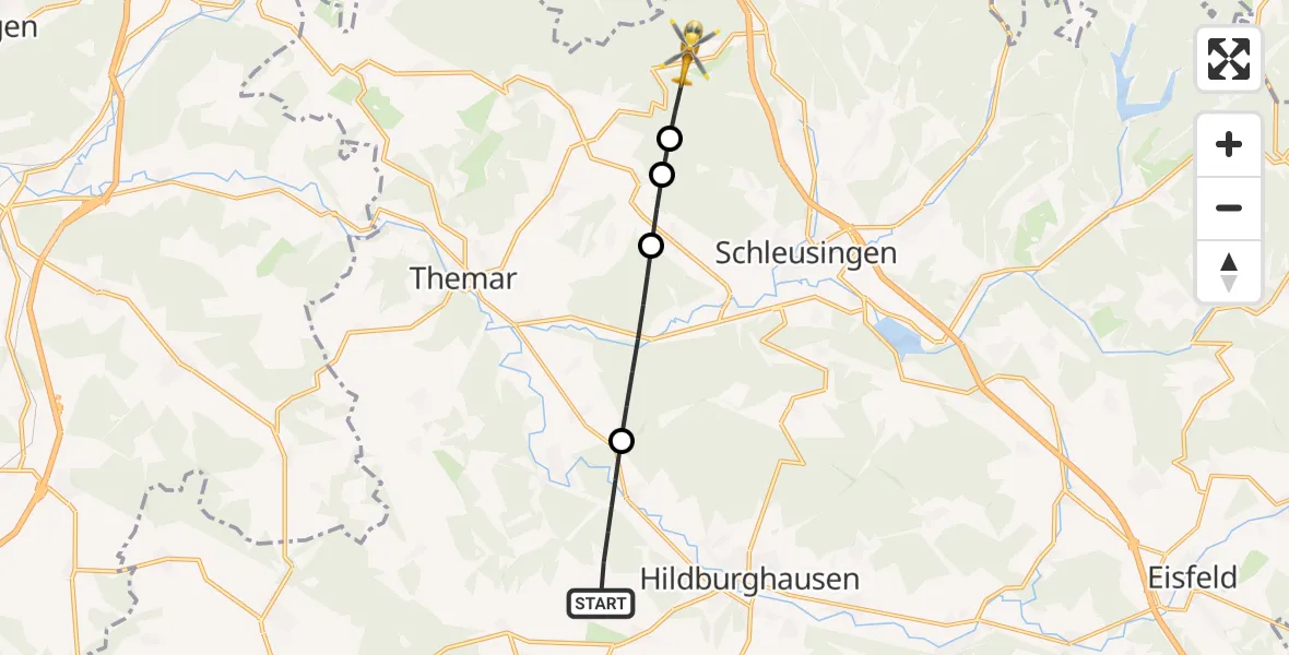 Flugroute Rettungshubschrauber Hildburghausen - Schleusingen, 10 August 2026, 16:09