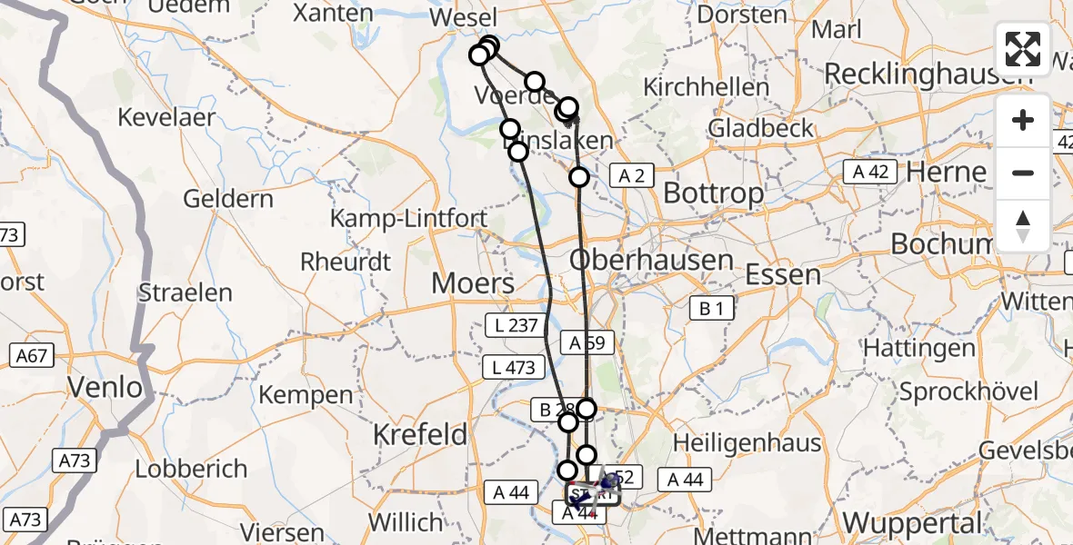 Flugroute Polizeihubschrauber Düsseldorf Flughafen - Düsseldorf Flughafen, 10 August 2026, 16:13