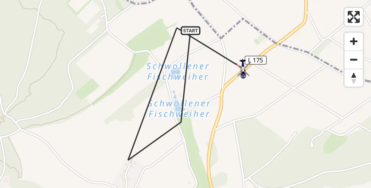 Flugroute Polizeihubschrauber Schwollen - Schwollen, 10 August 2026, 16:15