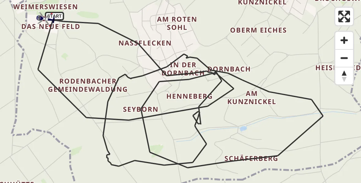 Flugroute Polizeihubschrauber Rodenbach - Rodenbach, 10 August 2026, 16:31