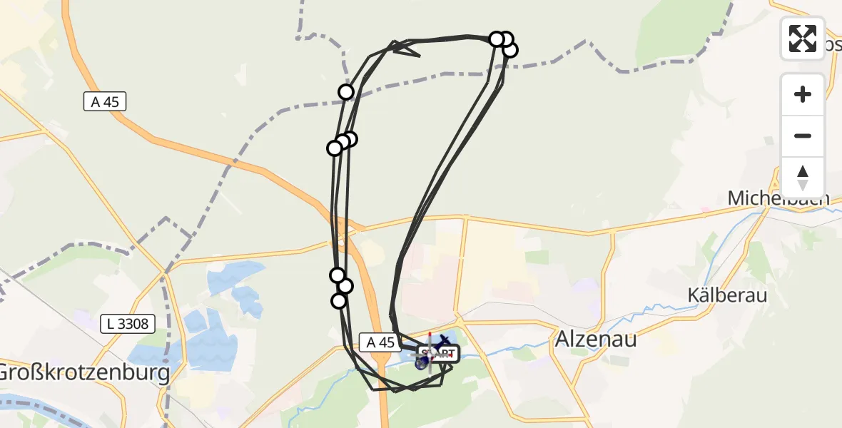 Flugroute Polizeihubschrauber Alzenau - Alzenau, 10 August 2026, 17:06