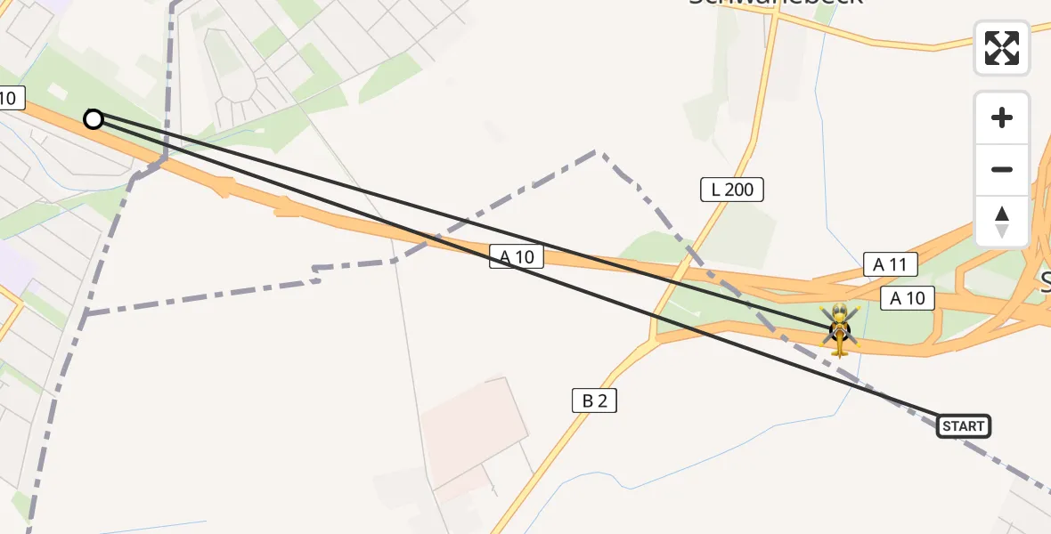 Flugroute Rettungshubschrauber Panketal - Panketal, 10 August 2026, 17:37