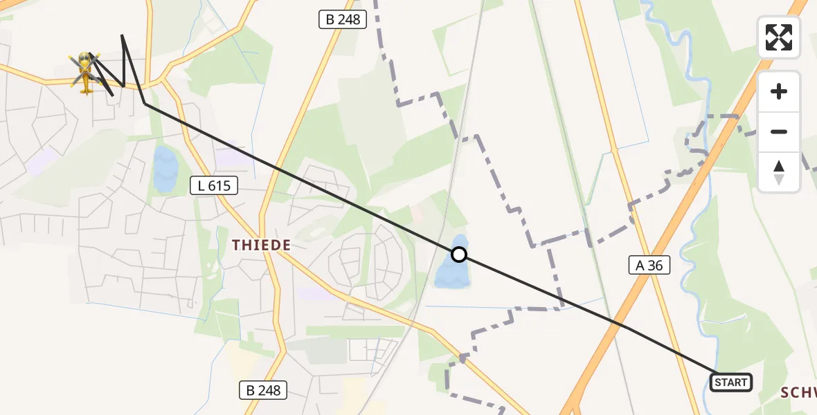 Flugroute Rettungshubschrauber Wolfenbüttel - Salzgitter, 10 August 2026, 17:38