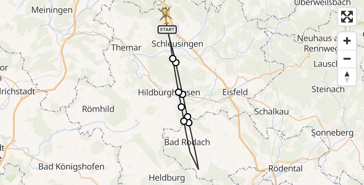 Flugroute Rettungshubschrauber Schleusingen - Schleusingen, 10 August 2026, 18:03