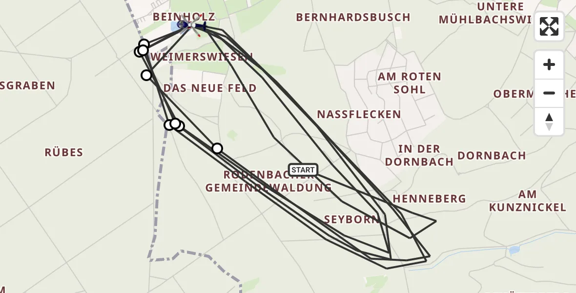 Flugroute Polizeihubschrauber Rodenbach - Rodenbach, 10 August 2026, 18:07