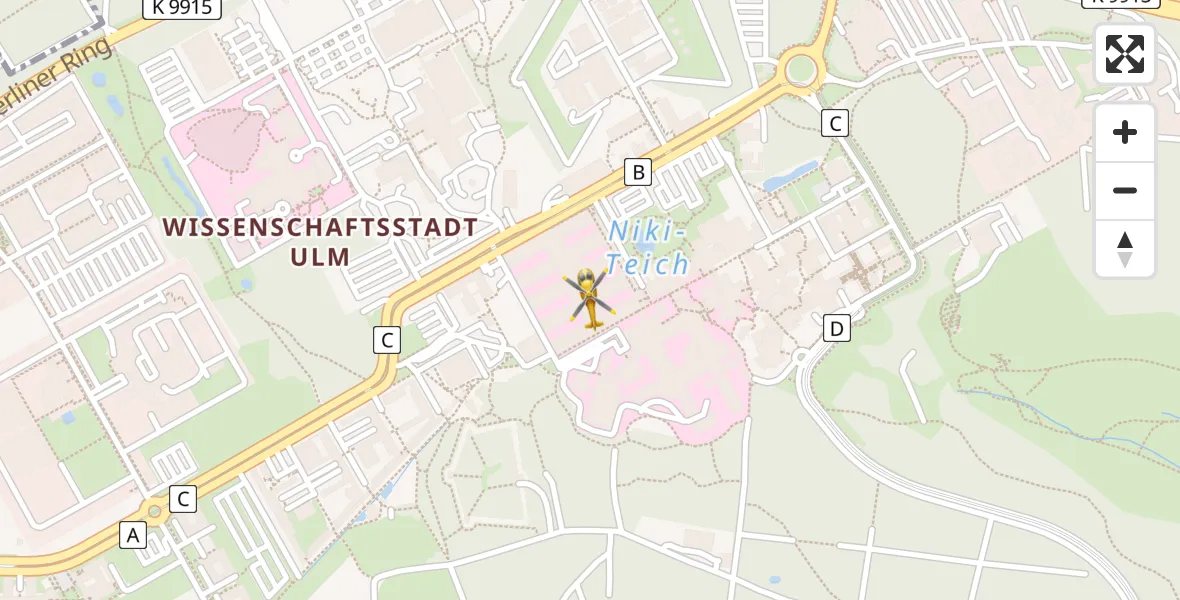 Flugroute Rettungshubschrauber Ulm Military Hospital Emergency - Ulm Military Hospital Emergency, 10 August 2026, 18:47