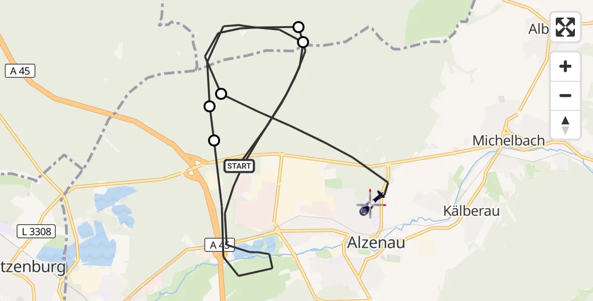 Flugroute Polizeihubschrauber Alzenau - Alzenau, 10 August 2026, 18:57