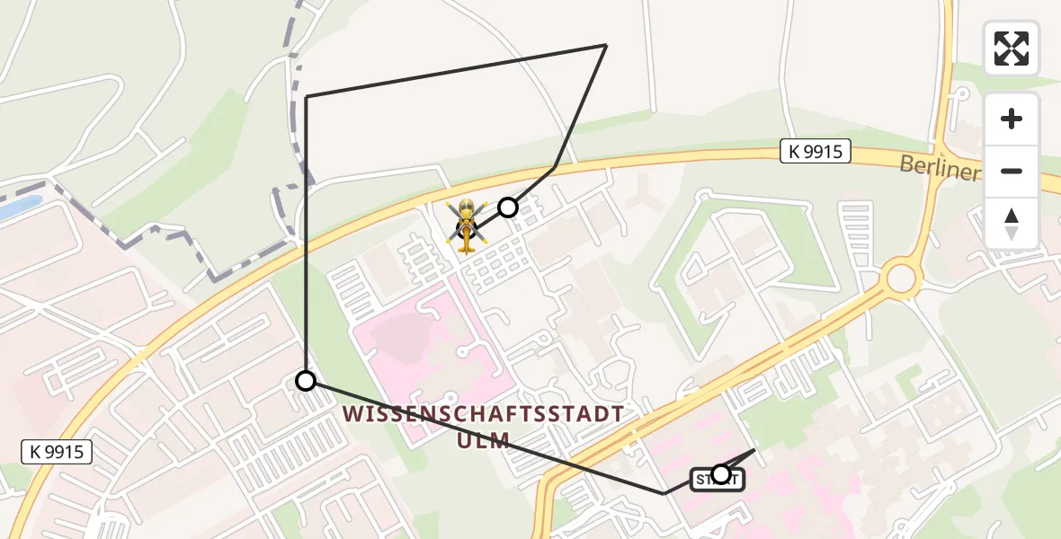 Flugroute Rettungshubschrauber Ulm Military Hospital Emergency - ADAC Air Rescue Station Ulm (Christoph 22), 10 August 2026, 19:01
