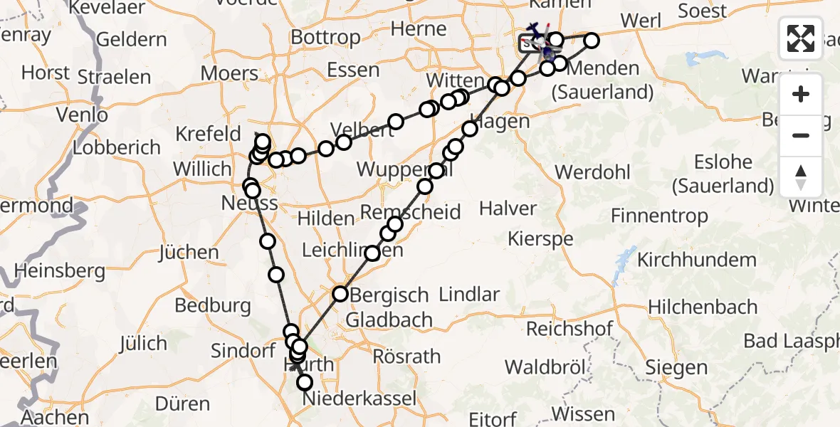 Flugroute Polizeihubschrauber Dortmund Flughafen - Dortmund Flughafen, 10 August 2026, 20:15