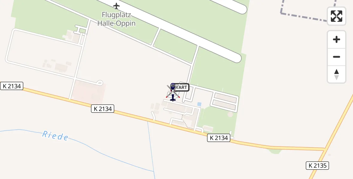 Flugroute Polizeihubschrauber Halle-Oppin Flugplatz - Halle-Oppin Flugplatz, 10 August 2026, 22:37