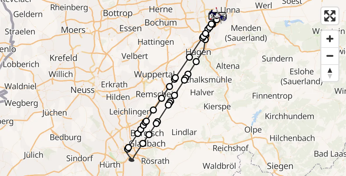 Flugroute Polizeihubschrauber Dortmund Flughafen - Dortmund Flughafen, 10 August 2026, 23:52