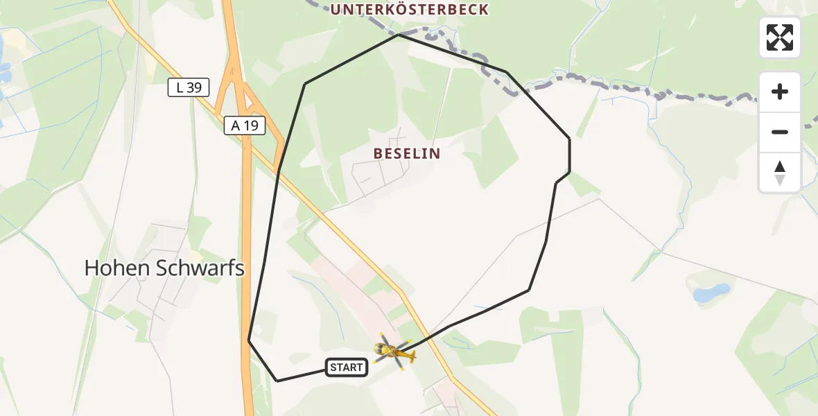 Flugroute Ambulanzhubschrauber Dummerstorf - Dummerstorf, 11 August 2026, 06:58