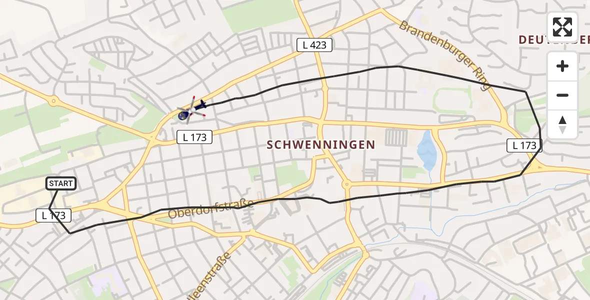 Flugroute Polizeihubschrauber Villingen-Schwenningen - Villingen-Schwenningen, 11 August 2026, 07:11