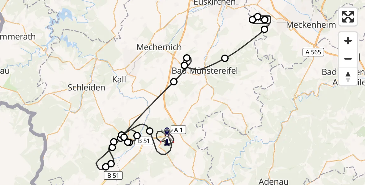 Flugroute Polizeihubschrauber Euskirchen - Blankenheim, 11 August 2026, 08:04