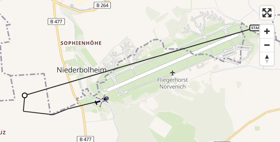 Flugroute Polizeihubschrauber Kerpen - Nörvenich, 11 August 2026, 08:26