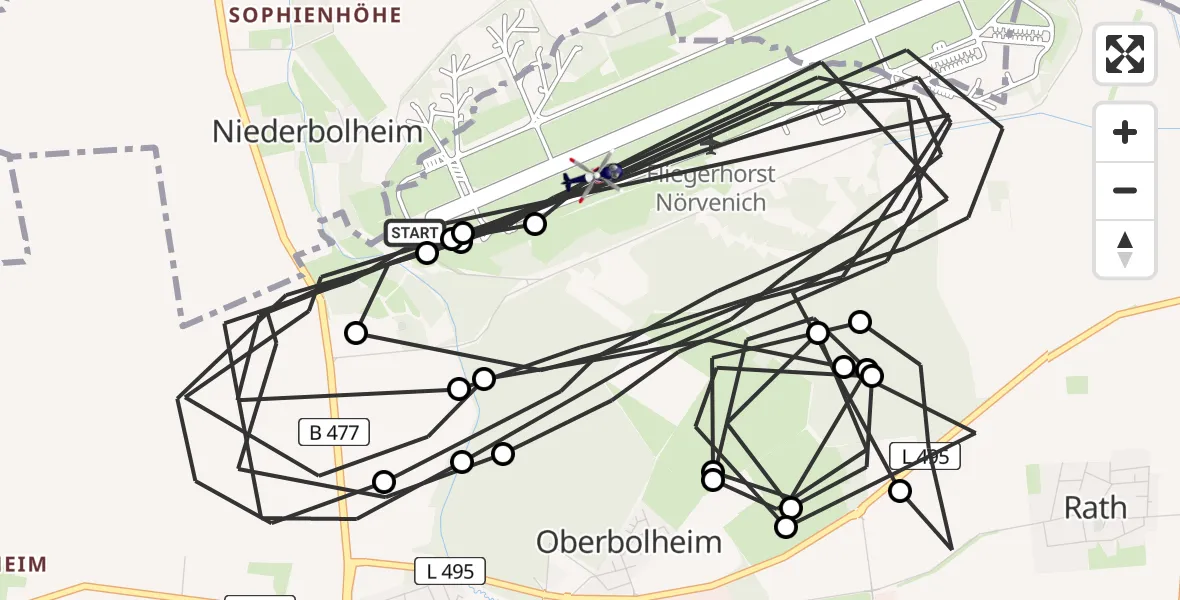 Flugroute Polizeihubschrauber Militärflugplatz Nörvenich - Militärflugplatz Nörvenich, 11 August 2026, 08:35