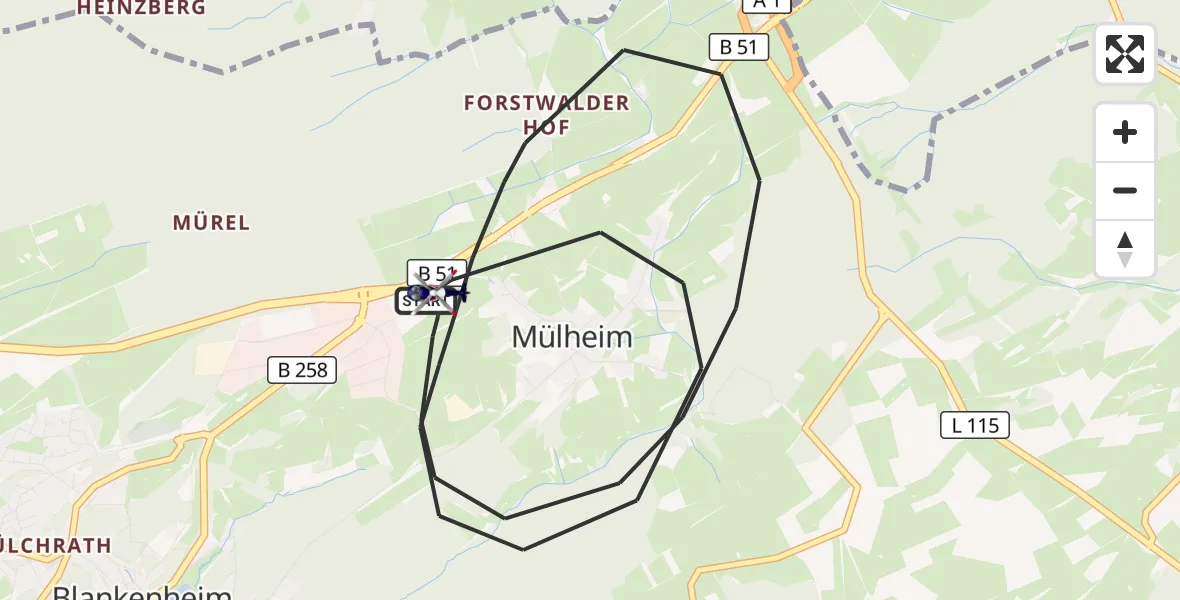 Flugroute Polizeihubschrauber Blankenheim - Blankenheim, 11 August 2026, 08:53