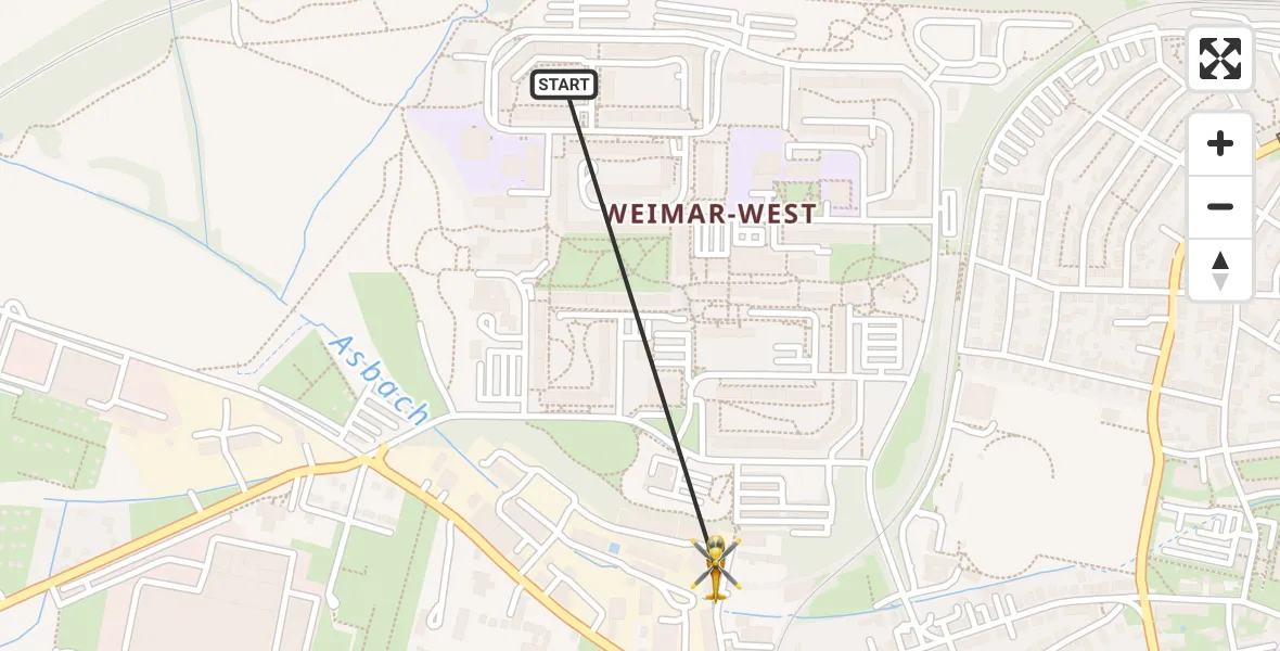 Flugroute Rettungshubschrauber Weimar - Weimar, 11 August 2026, 09:01