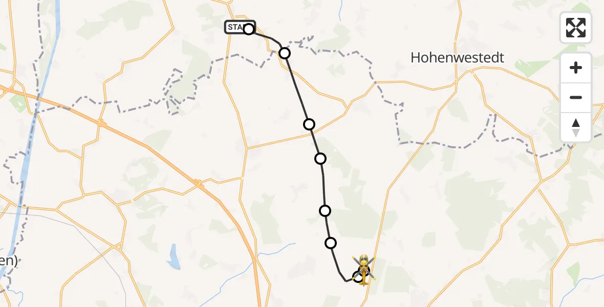 Flugroute Rettungshubschrauber Gokels - Itzehoe Hungriger Wolf Flugplatz, 11 August 2026, 09:18