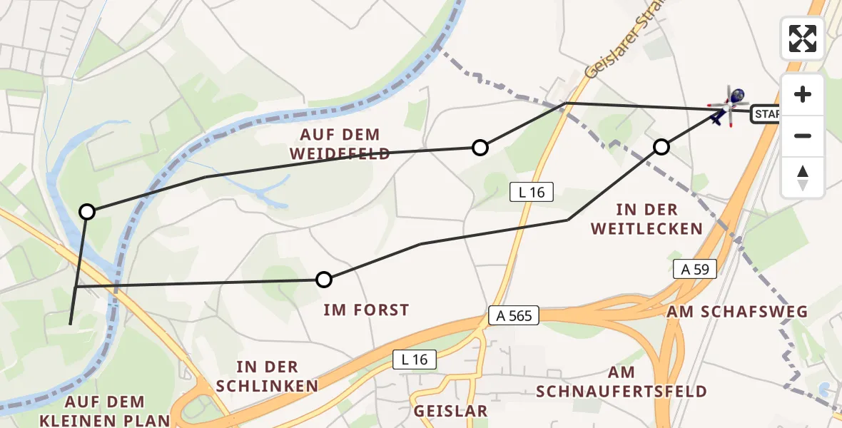 Flugroute Polizeihubschrauber Sankt Augustin - Sankt Augustin, 11 August 2026, 09:27
