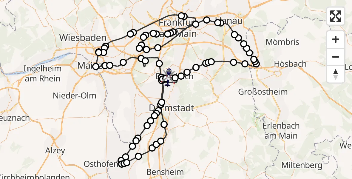Flugroute Polizeihubschrauber Flughafen Frankfurt-Egelsbach - Flughafen Frankfurt-Egelsbach, 11 August 2026, 09:36