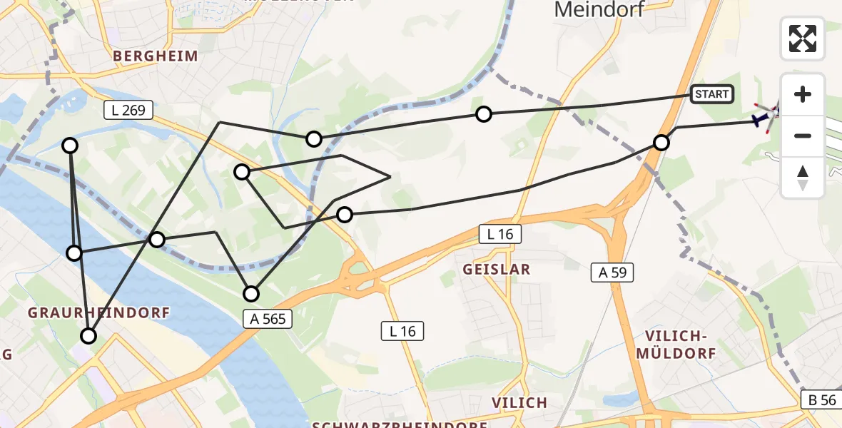 Flugroute Polizeihubschrauber Sankt Augustin - Sankt Augustin, 11 August 2026, 09:50