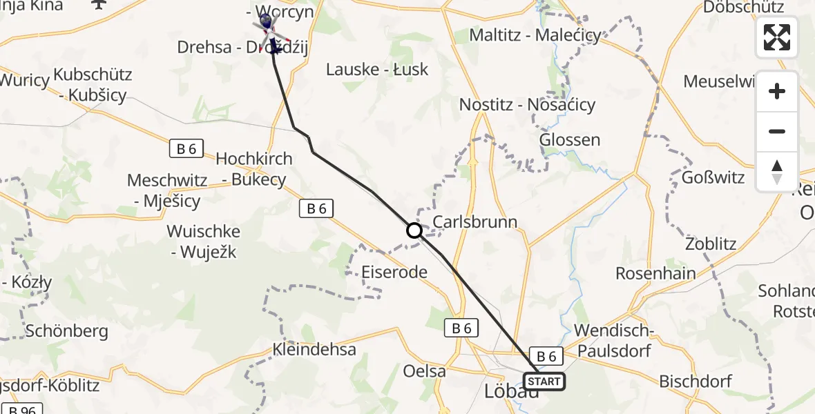 Flugroute Polizeihubschrauber Löbau - Weißenberg, 11 August 2026, 10:27