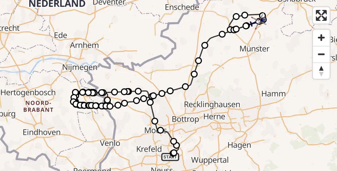 Flugroute Polizeihubschrauber Düsseldorf Flughafen - Greven, 11 August 2026, 10:28