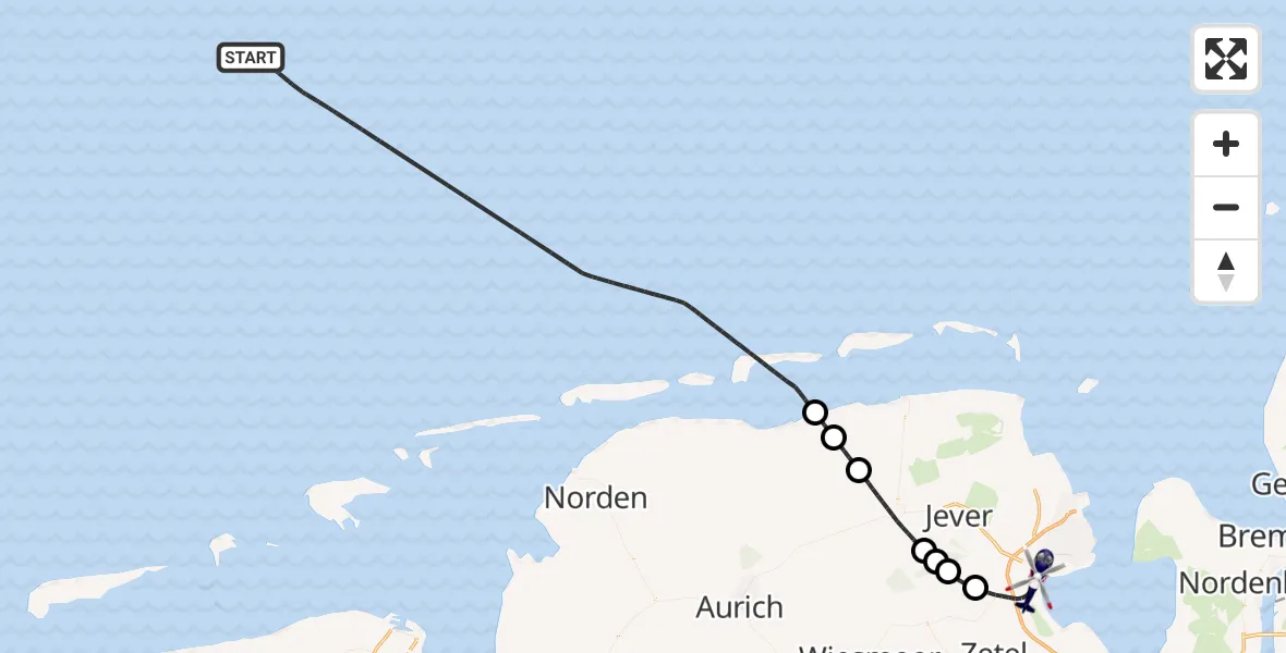 Flugroute Polizeihubschrauber Noordzee - Sande, 11 August 2026, 10:31