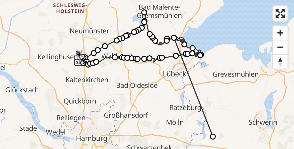 Flugroute Polizeihubschrauber Bad Bramstedt - Wiemersdorf, 11 August 2026, 11:12