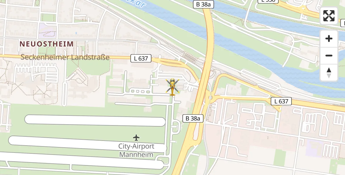Flugroute Rettungshubschrauber Mannheim-City Flughafen - Mannheim-City Flughafen, 11 August 2026, 11:22
