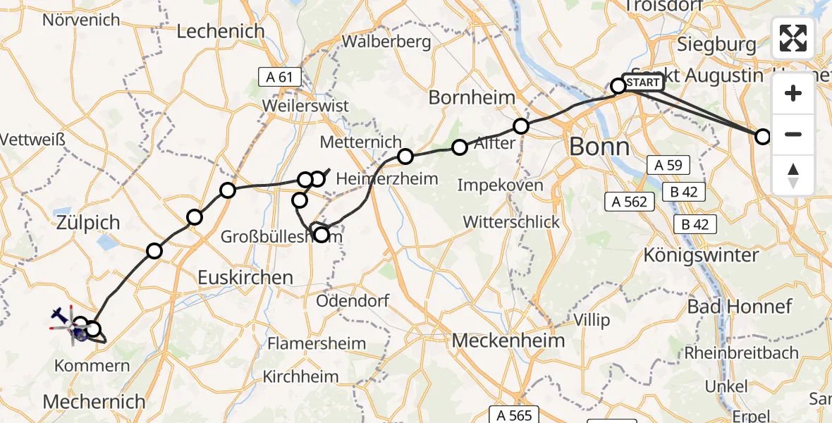 Flugroute Polizeihubschrauber Sankt Augustin - Mechernich, 11 August 2026, 11:25