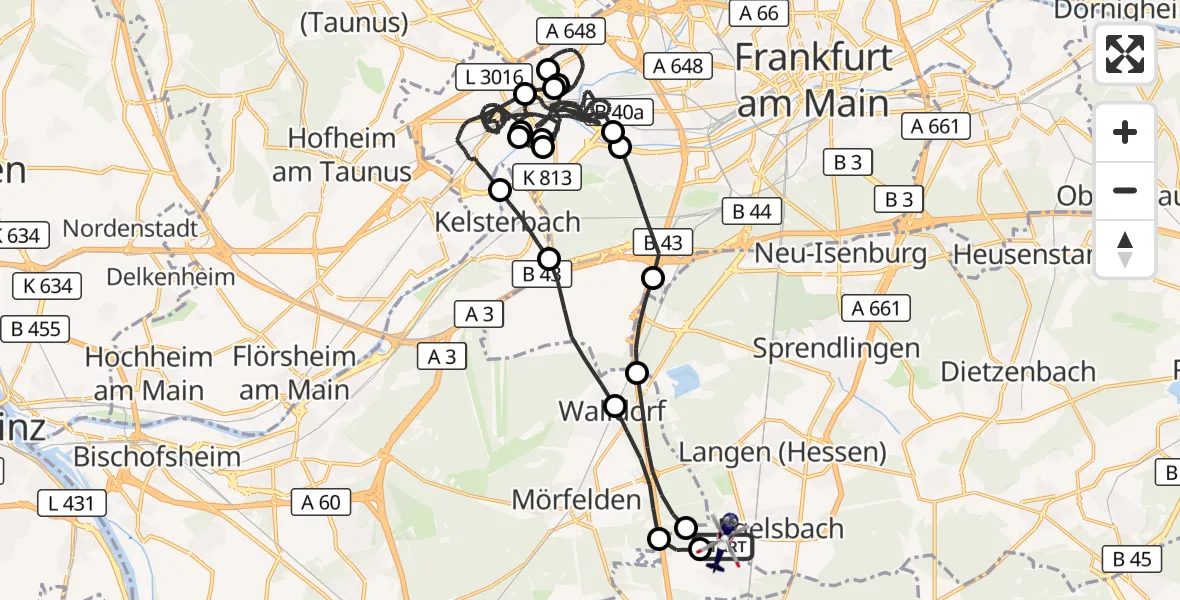 Flugroute Polizeihubschrauber Flughafen Frankfurt-Egelsbach - Flughafen Frankfurt-Egelsbach, 11 August 2026, 11:32